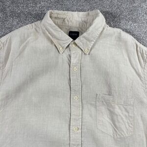 J Crew Mens Button Down Shirt Extra Large Linen Cotton Beige Ivory India
